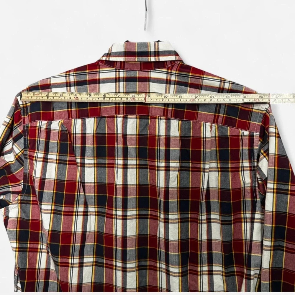 J. Crew Men’s S Red Blue White Plaid Long Sleeve Button Down Shirt Preppy Office